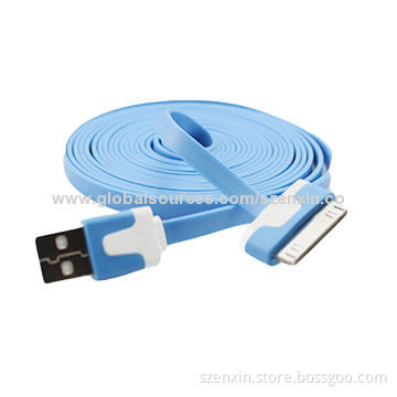 Flat USB charging data cable for iPhone and iPad